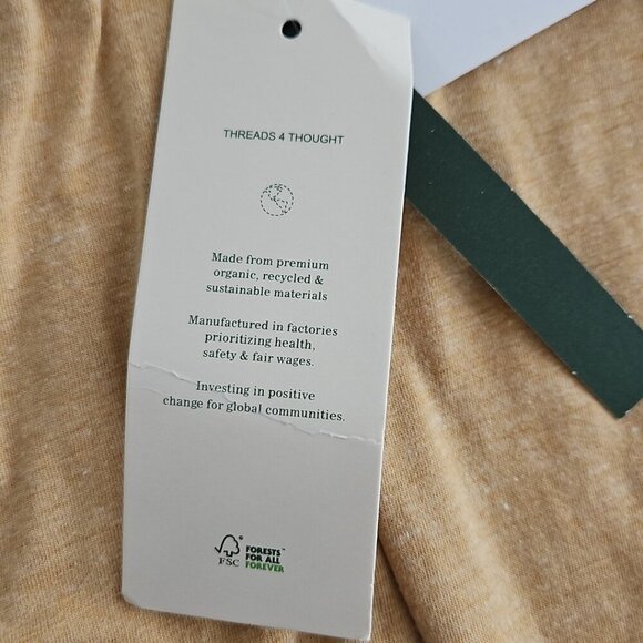 Threads For Thought Hoodie Women's S Golden Wheat Long Sleeve Slubby Cotton NEW - Picture 5 of 16